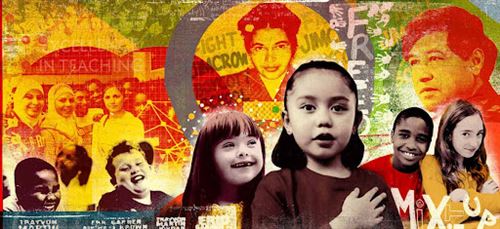 a collage of children and civil rights leaders